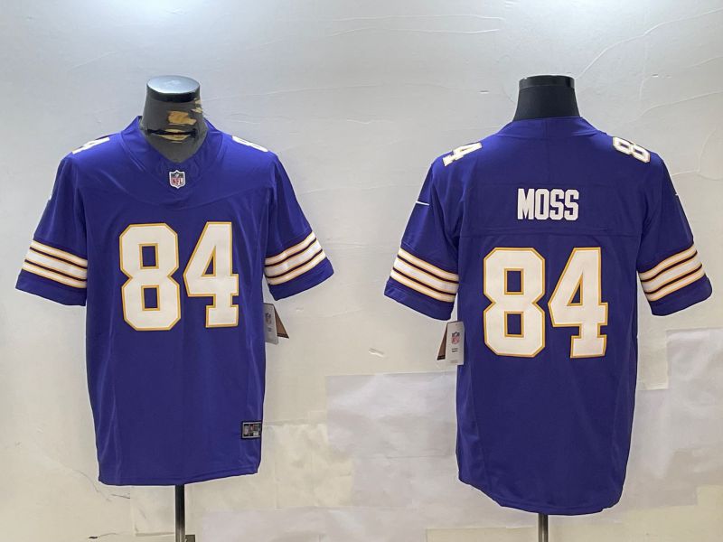 Men Minnesota Vikings #84 Moss Purple Throwback Three generation 2024 Nike Limited NFL Jersey style 1